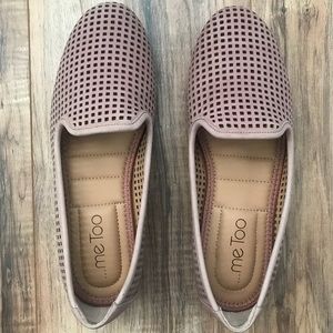 Me Too Nude Pink Laser Cut Leather Loafer Flats